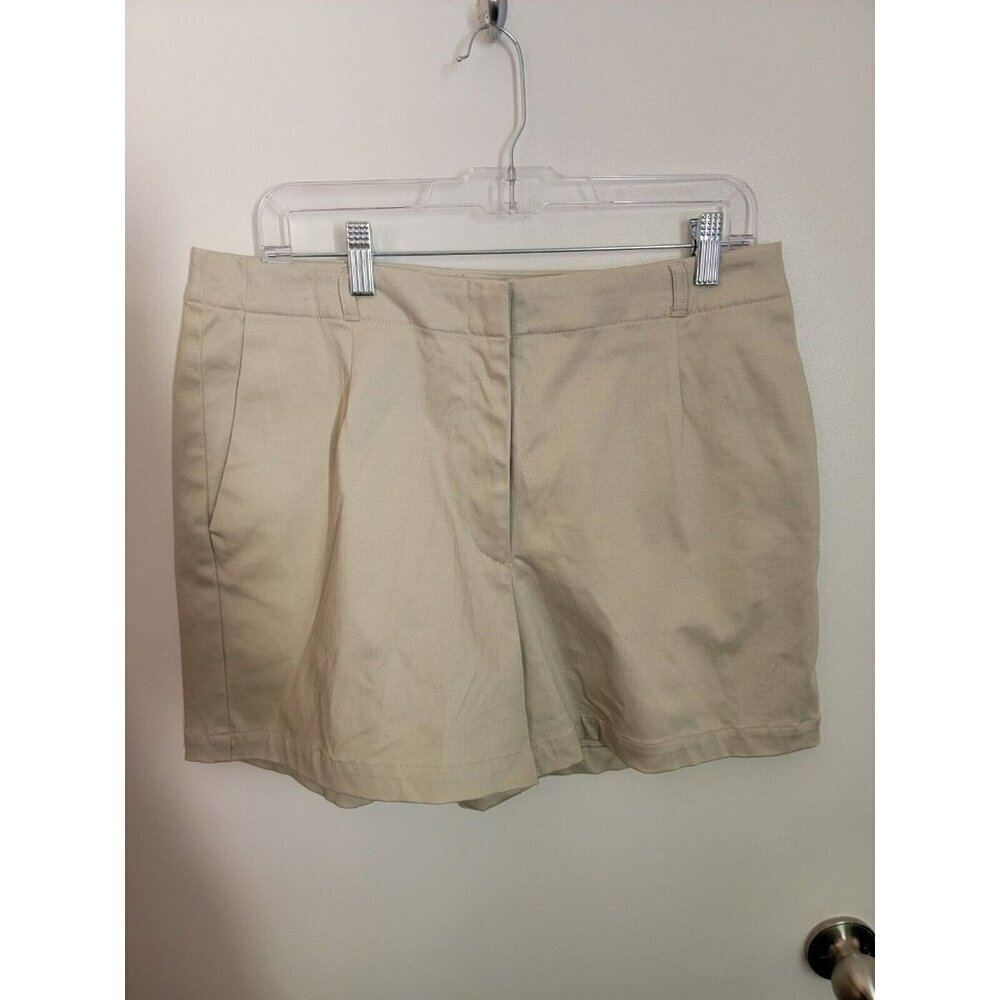 111 State Chino Shorts Womens 14 Beige Easy Stretch Pockets Msrp $38 98% cotton